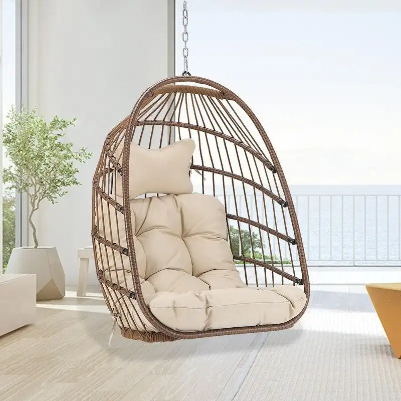 Fauteuil suspendu de luxe en forme d'œuf sans support pour l'intérieur, fauteuil en forme d'œuf d'extérieur de 158 kg, balancelle en forme d'œuf sans support