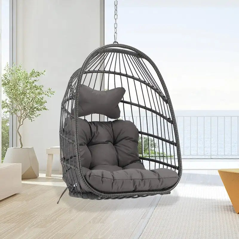 Fauteuil suspendu de luxe en forme d'œuf sans support pour l'intérieur, fauteuil en forme d'œuf d'extérieur de 158 kg, balancelle en forme d'œuf sans support