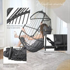 Fauteuil suspendu de luxe en forme d'œuf sans support pour l'intérieur, fauteuil en forme d'œuf d'extérieur de 158 kg, balancelle en forme d'œuf sans support