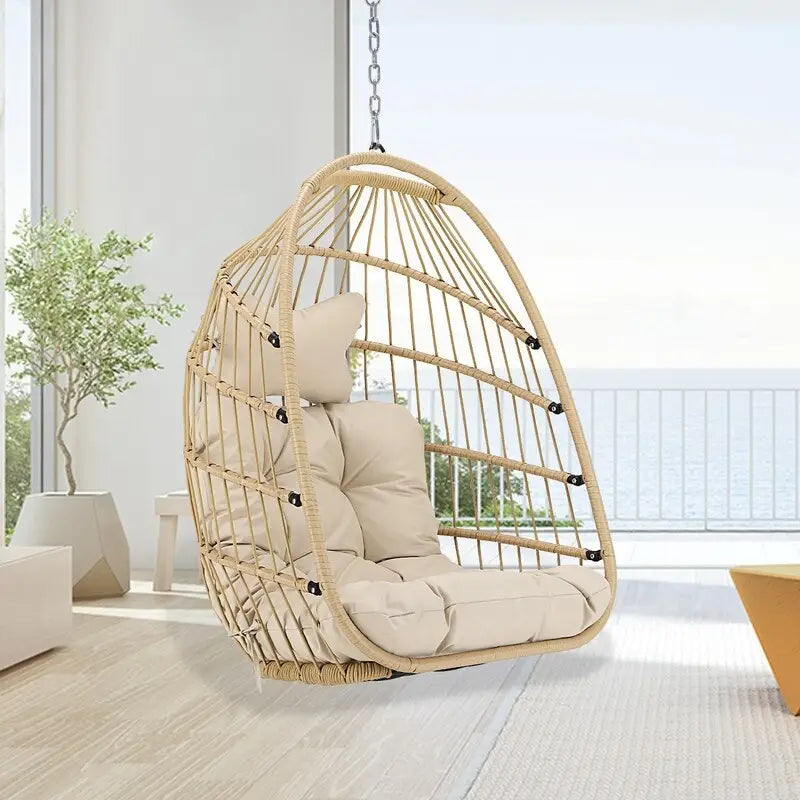 Fauteuil suspendu de luxe en forme d'œuf sans support pour l'intérieur, fauteuil en forme d'œuf d'extérieur de 158 kg, balancelle en forme d'œuf sans support
