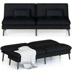 Canapé Futon Convertible, Canapé-lit Dossier Réglable sur 5 Angles avec 2 Oreillers, Fauteuil Inclinable Style Moderne