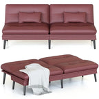 Canapé Futon Convertible, Canapé-lit Dossier Réglable sur 5 Angles avec 2 Oreillers, Fauteuil Inclinable Style Moderne