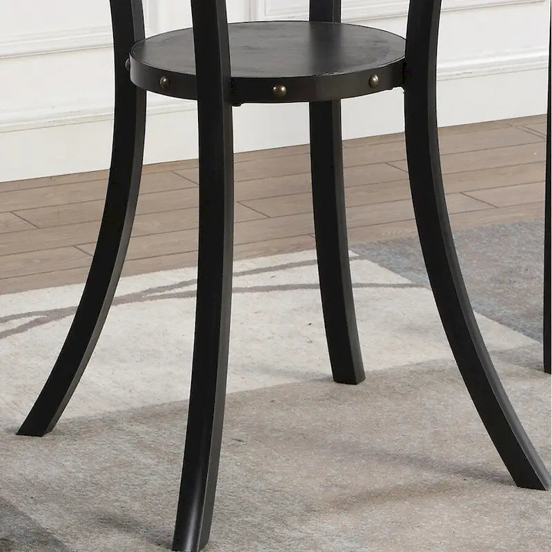 Ensemble de salle à manger moderne 3 pièces avec table de bar ronde et 2 chaises de bistrot à têtes de clous