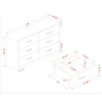 Commode en noyer à 6 tiroirs Greer Rustic de 142 cm de large avec ports USB
