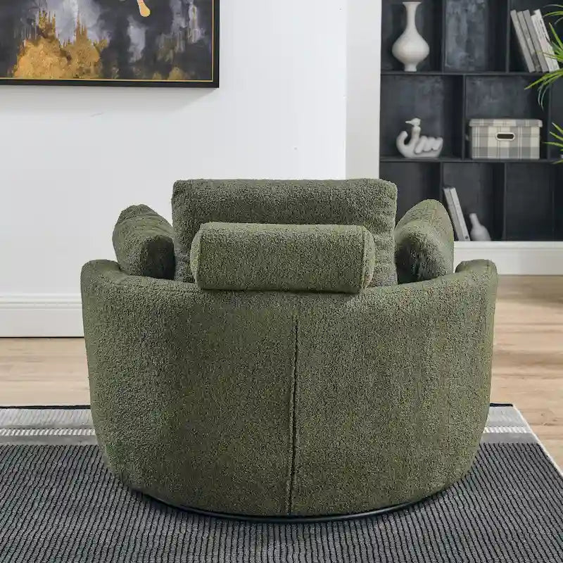 Fauteuil crapaud pivotant surdimensionné avec pouf de rangement lune
