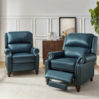 Fauteuil inclinable en cuir véritable Gabriela Mid-Century Modern avec garniture cloutée