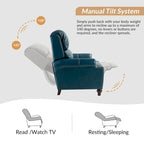 Fauteuil inclinable en cuir véritable Gabriela Mid-Century Modern avec garniture cloutée