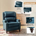 Fauteuil inclinable en cuir véritable Gabriela Mid-Century Modern avec garniture cloutée