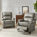 Fauteuil inclinable en cuir véritable Gabriela Mid-Century Modern avec garniture cloutée