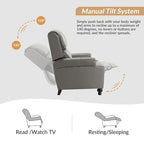 Fauteuil inclinable en cuir véritable Gabriela Mid-Century Modern avec garniture cloutée
