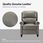Fauteuil inclinable en cuir véritable Gabriela Mid-Century Modern avec garniture cloutée