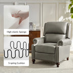 Fauteuil inclinable en cuir véritable Gabriela Mid-Century Modern avec garniture cloutée