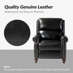 Fauteuil inclinable en cuir véritable Gabriela Mid-Century Modern avec garniture cloutée