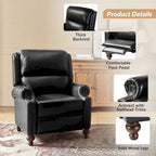 Fauteuil inclinable en cuir véritable Gabriela Mid-Century Modern avec garniture cloutée