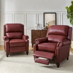 Fauteuil inclinable en cuir véritable Gabriela Mid-Century Modern avec garniture cloutée