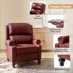 Fauteuil inclinable en cuir véritable Gabriela Mid-Century Modern avec garniture cloutée