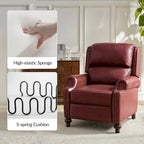 Fauteuil inclinable en cuir véritable Gabriela Mid-Century Modern avec garniture cloutée