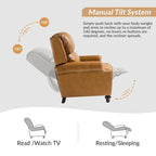 Fauteuil inclinable en cuir véritable Gabriela Mid-Century Modern avec garniture cloutée