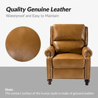 Fauteuil inclinable en cuir véritable Gabriela Mid-Century Modern avec garniture cloutée
