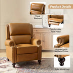 Fauteuil inclinable en cuir véritable Gabriela Mid-Century Modern avec garniture cloutée