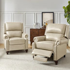Fauteuil inclinable en cuir véritable Gabriela Mid-Century Modern avec garniture cloutée