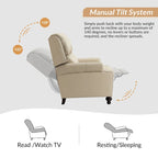 Fauteuil inclinable en cuir véritable Gabriela Mid-Century Modern avec garniture cloutée