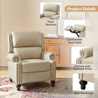 Fauteuil inclinable en cuir véritable Gabriela Mid-Century Modern avec garniture cloutée