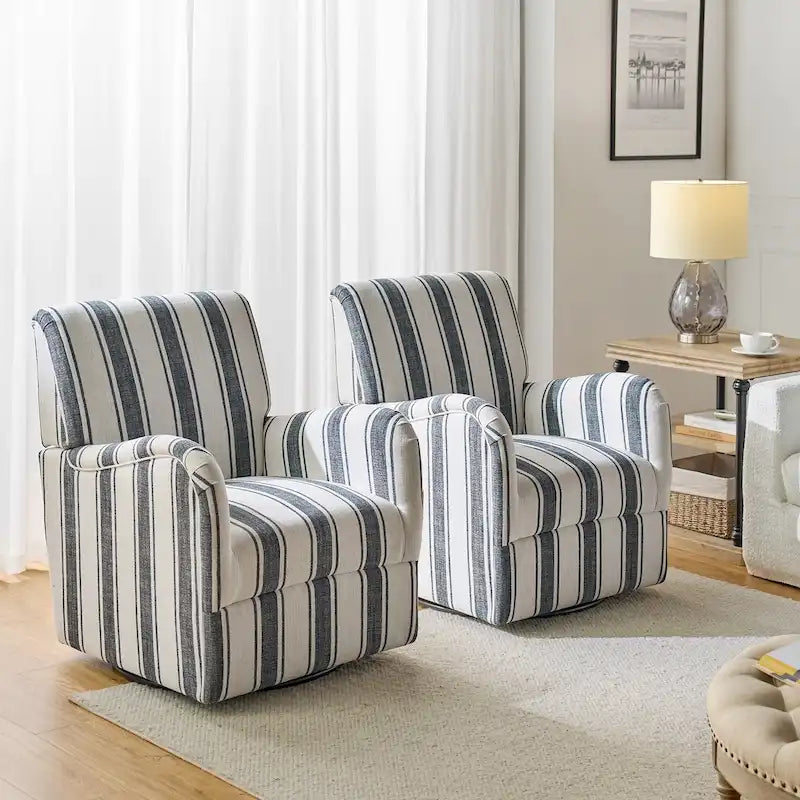 Fauteuil pivotant traditionnel Pancy avec motif à rayures Jacobean