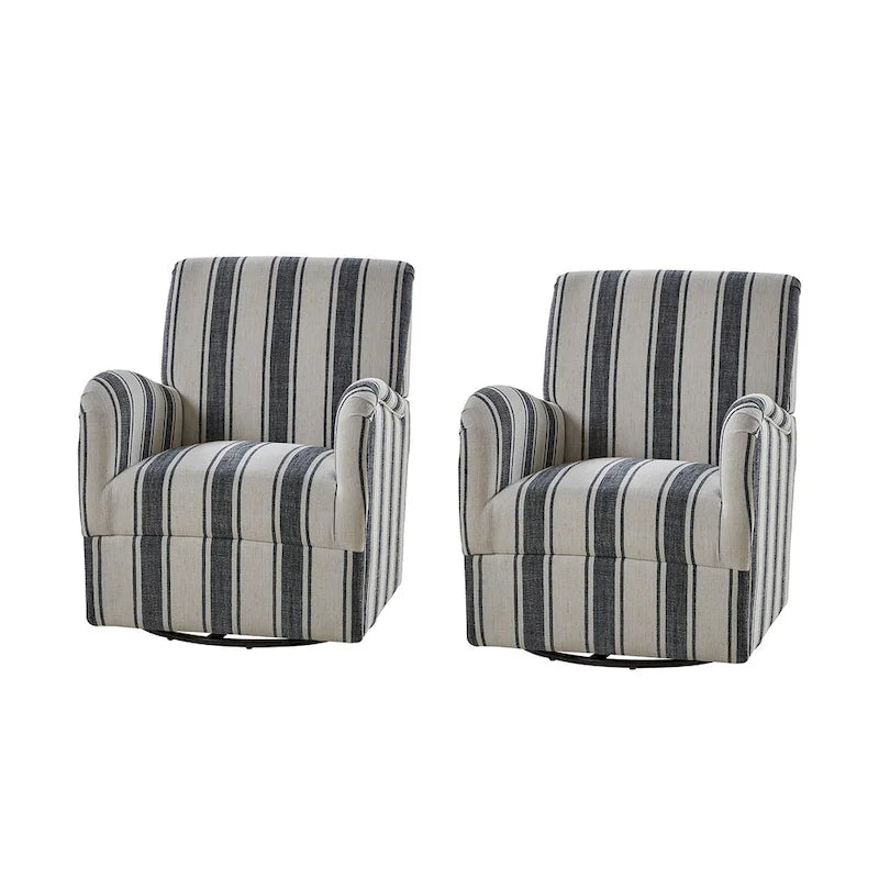 Fauteuil pivotant traditionnel Pancy avec motif à rayures Jacobean