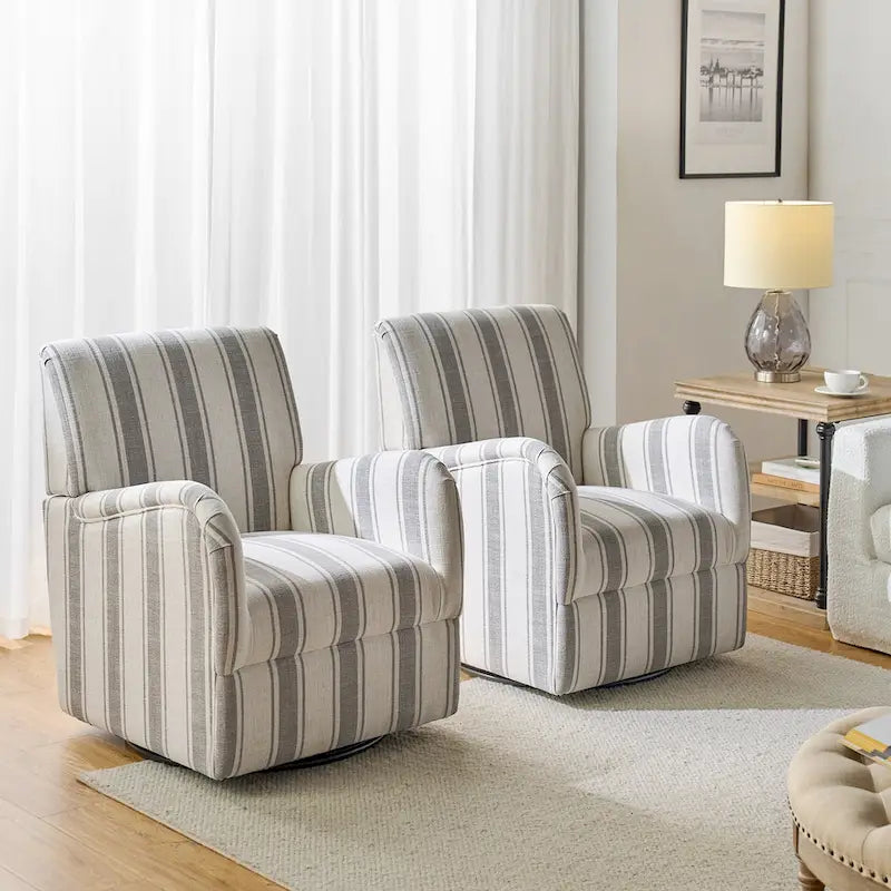 Fauteuil pivotant traditionnel Pancy avec motif à rayures Jacobean
