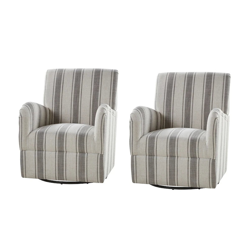 Fauteuil pivotant traditionnel Pancy avec motif à rayures Jacobean