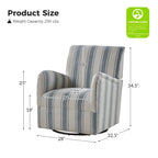 Fauteuil pivotant traditionnel Pancy avec motif à rayures Jacobean