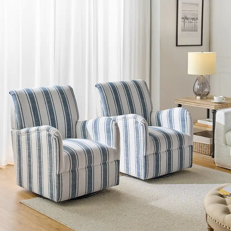 Fauteuil pivotant traditionnel Pancy avec motif à rayures Jacobean