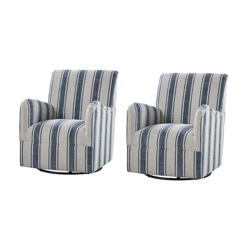 Fauteuil pivotant traditionnel Pancy avec motif à rayures Jacobean