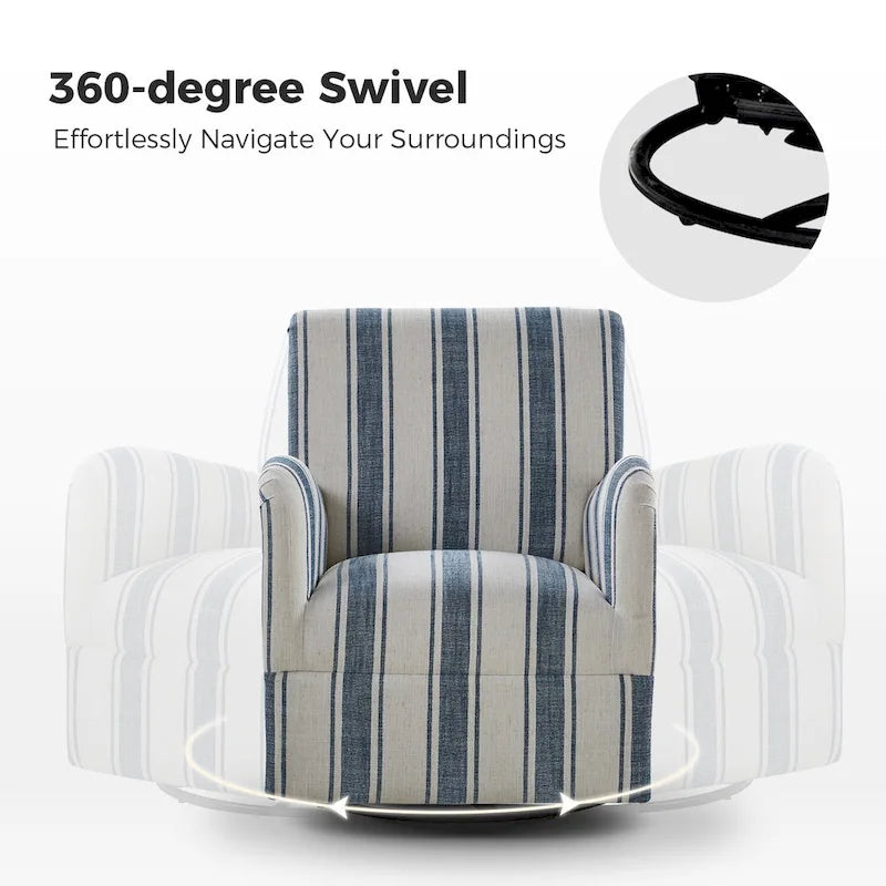 Fauteuil pivotant traditionnel Pancy avec motif à rayures Jacobean