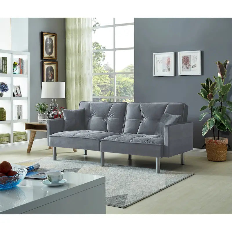 75.6 Joli canapé-lit convertible en velours Futon Causeuses