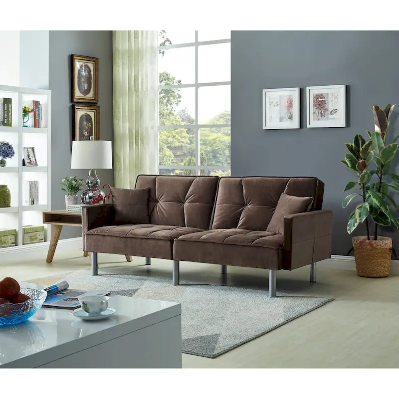 75.6 Joli canapé-lit convertible en velours Futon Causeuses