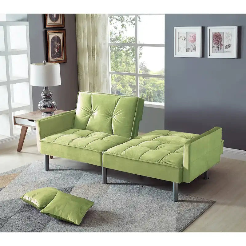 75.6 Joli canapé-lit convertible en velours Futon Causeuses