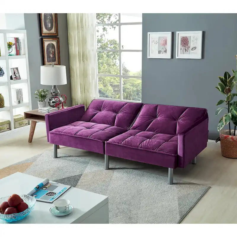75.6 Joli canapé-lit convertible en velours Futon Causeuses