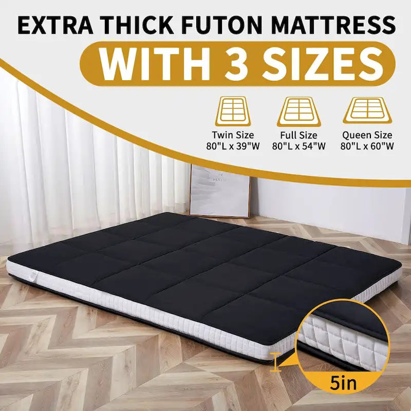 Matelas Futon Japonais Enroulable avec Sac de Rangement
