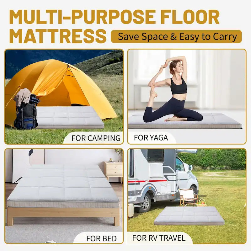 Matelas Futon Japonais Enroulable avec Sac de Rangement