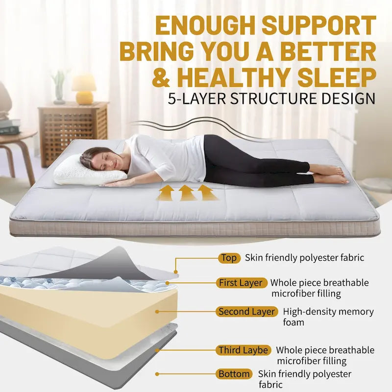 Matelas Futon Japonais Enroulable avec Sac de Rangement
