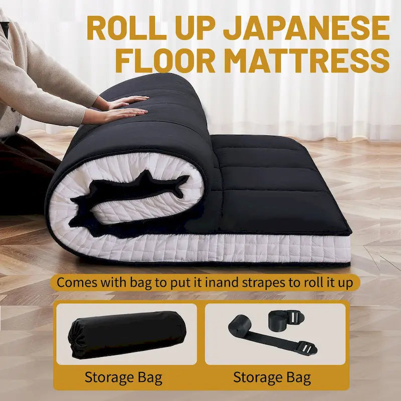Matelas Futon Japonais Enroulable avec Sac de Rangement