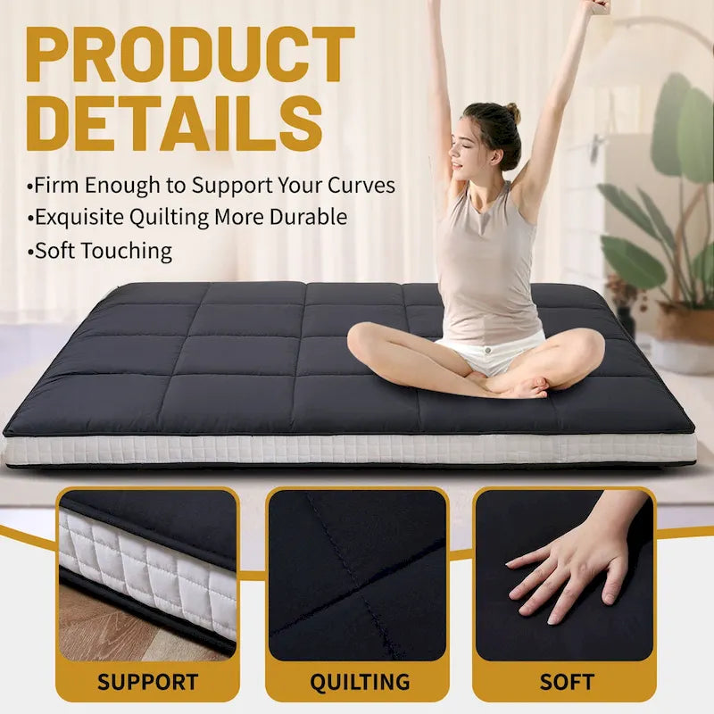 Matelas Futon Japonais Enroulable avec Sac de Rangement