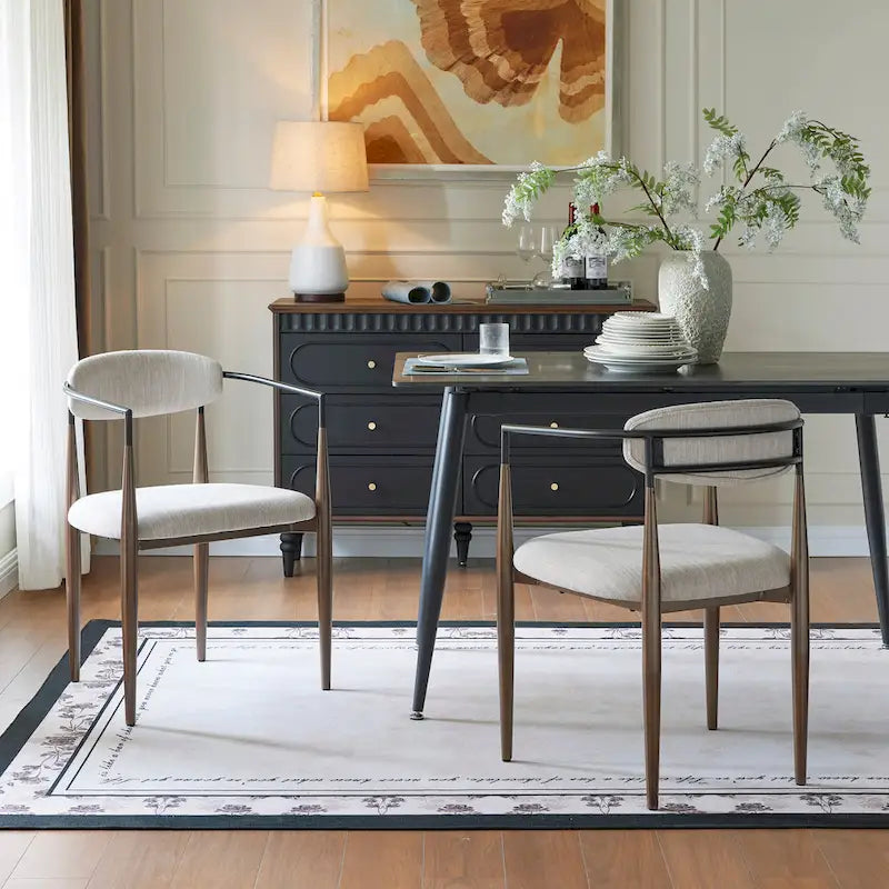 Modern Industrial Elmore Upholstered Dining Chairs (Set of 2) with Iron Frame by Christopher Knight Home