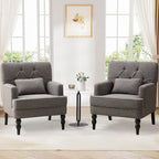 2 Fauteuil d'appoint capitonné avec oreiller lombaire Beige/Gris/Bleu clair