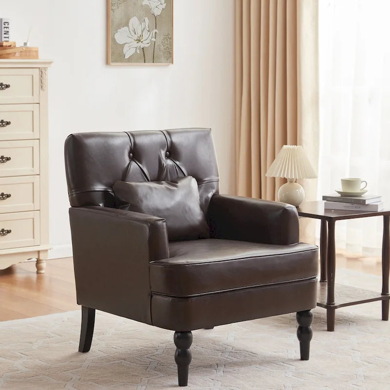 2 Fauteuil d'appoint capitonné avec oreiller lombaire Beige/Gris/Bleu clair