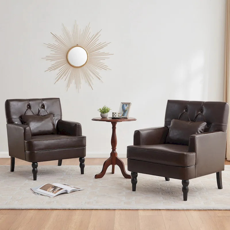 2 Fauteuil d'appoint capitonné avec oreiller lombaire Beige/Gris/Bleu clair