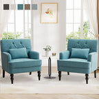 2 Fauteuil d'appoint capitonné avec oreiller lombaire Beige/Gris/Bleu clair