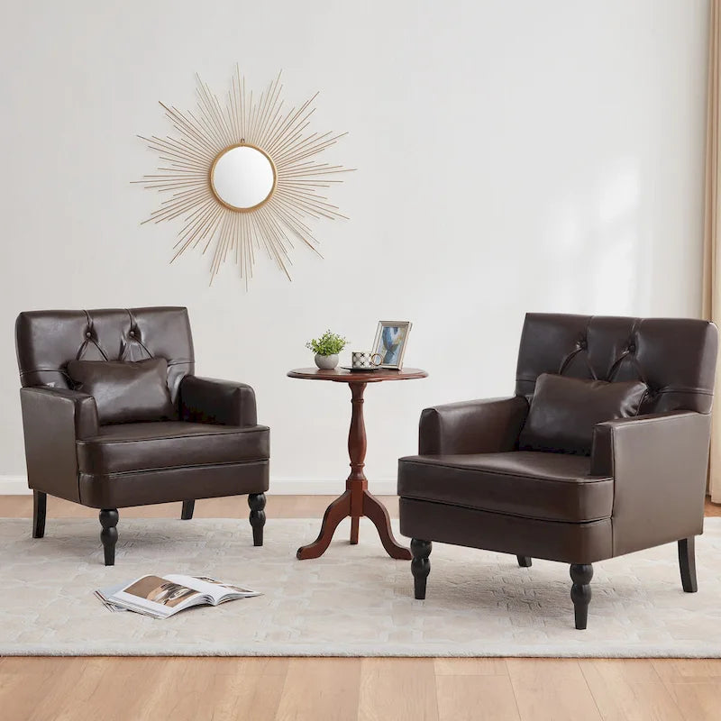 2 Fauteuil d'appoint capitonné avec oreiller lombaire Beige/Gris/Bleu clair
